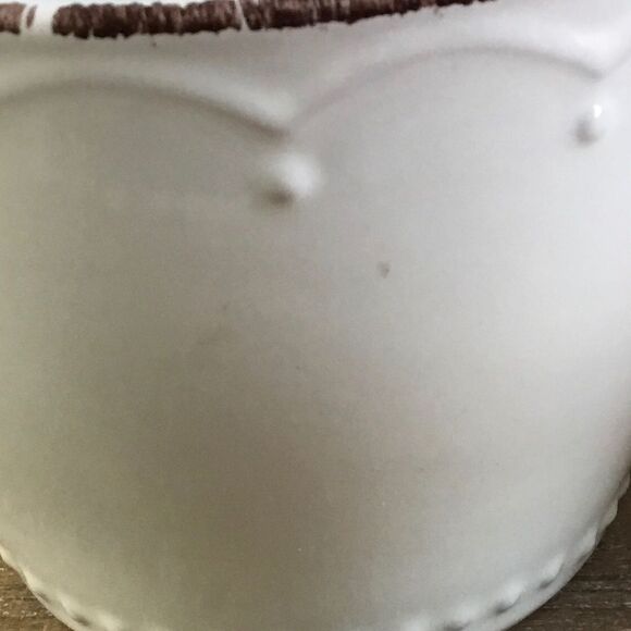 Oversized cream and brown hobnail pattern mugs cups coffee tea farmhouse rustic - Picture 5 of 6